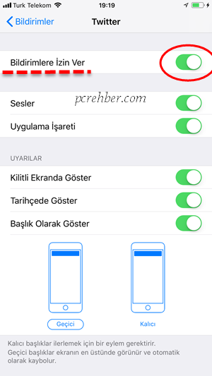 twitter bildirimleri devre dışı bırakmak