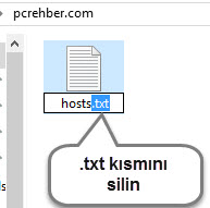 host dosyası kaydetmek