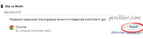 Masaüstü chrome facebook bildirimleri nasıl kapatılır