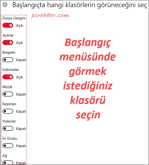 başlat menüsüne klasör ekleme