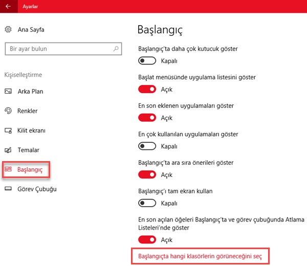başlat menüsüne klasör ekleme