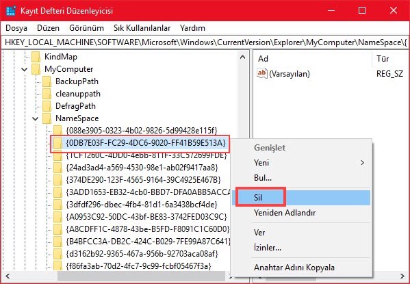 windows 10 3d nesneler kaldırma