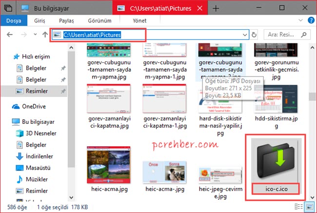 sürücü simgesi değiştirme