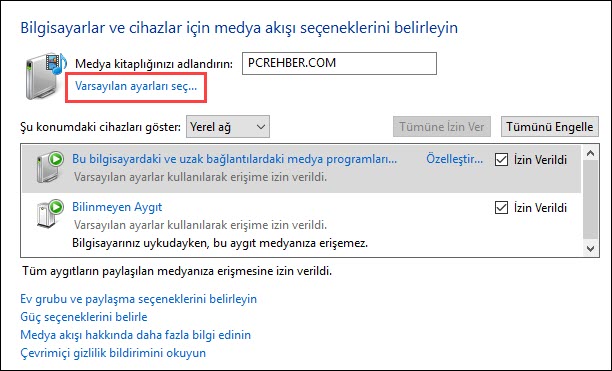 windows 10 dlna ayarları