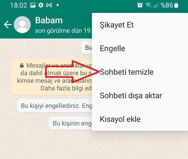 WhatsApp bu kişiyi engellediniz yazısı nasıl silinir