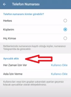 Telegram ayrıcalık ekle ne demek