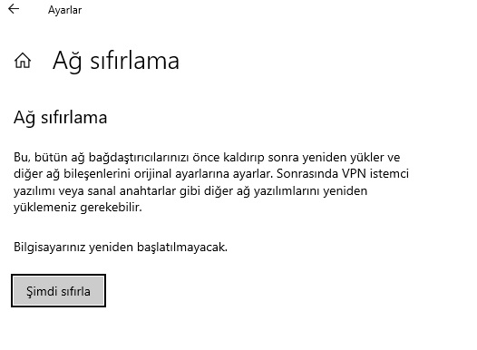 ağ sıfırlama