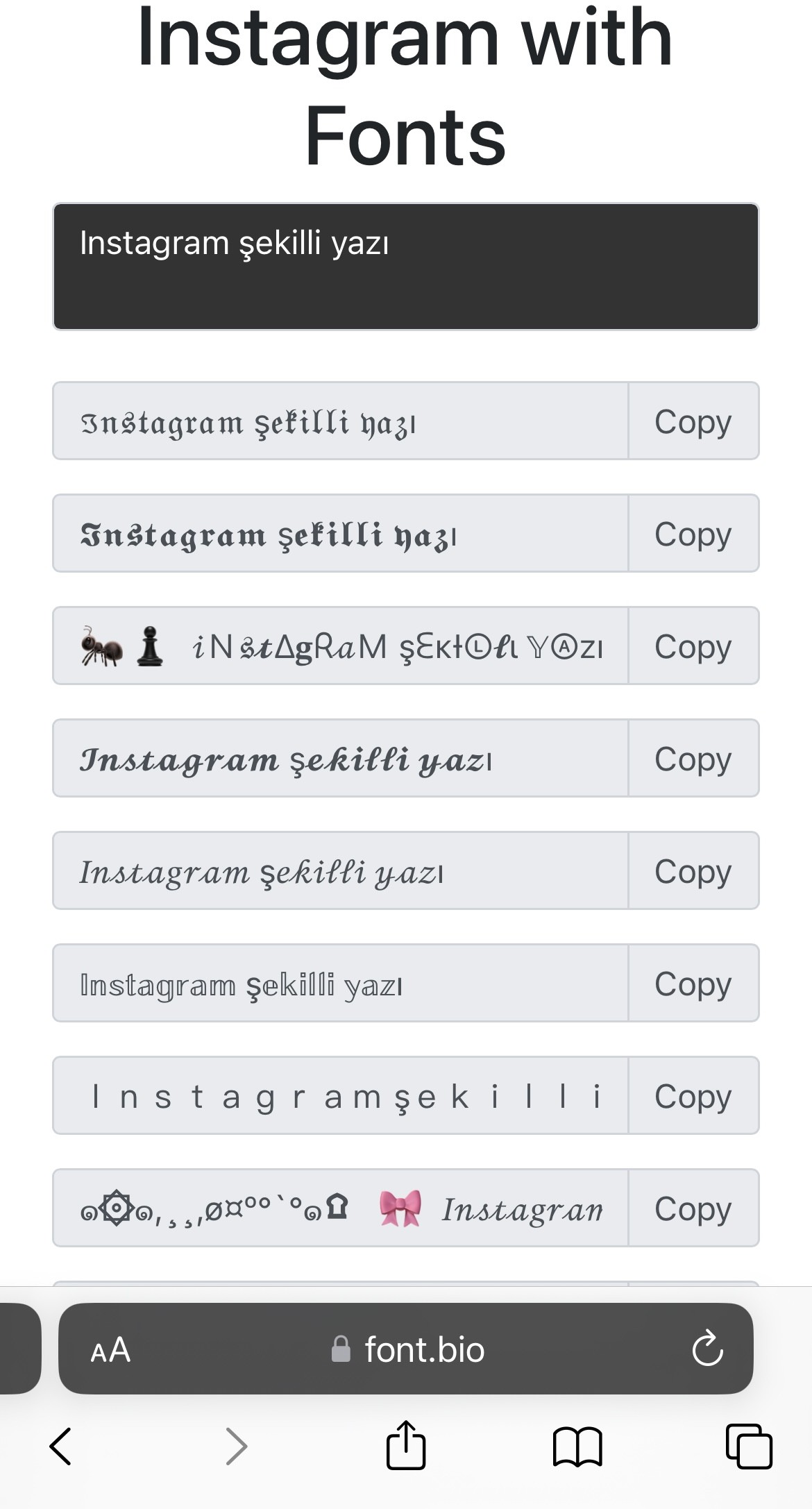 instagram şekilli yazı