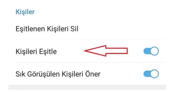 Telegram rehber senkronizasyonu kapatma