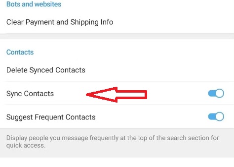 Telegram rehber senkronizasyonu kapatma