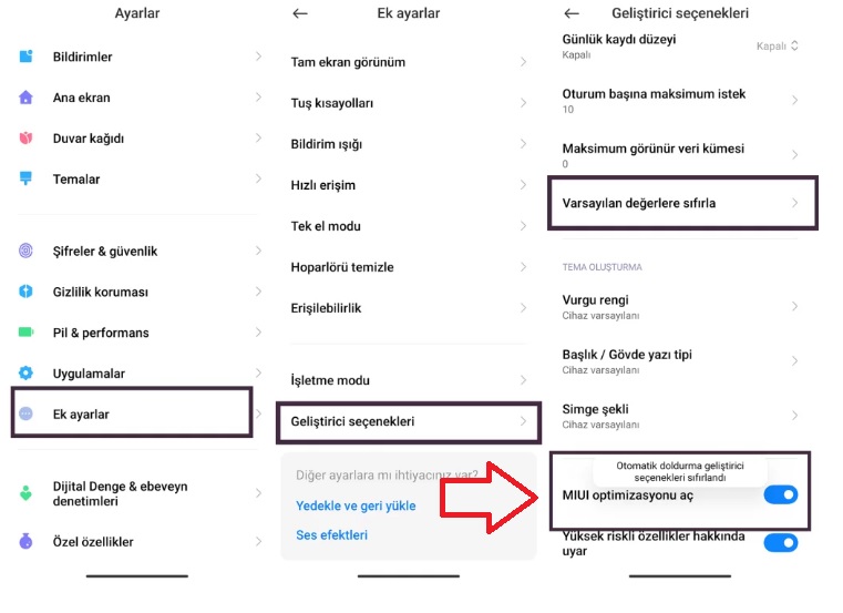 E Görüş Pil optimizasyonu kapatma