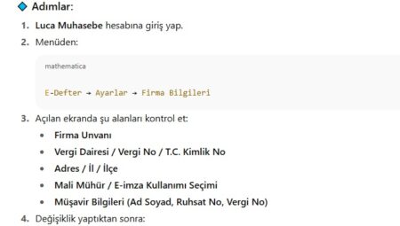 E-defter bilgi güncelleme nasıl yapılır ?