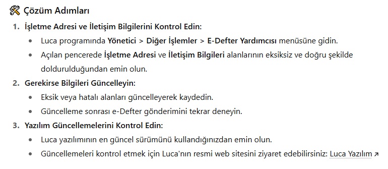 Luca E-Defter 20148 Hata Kodu nedir