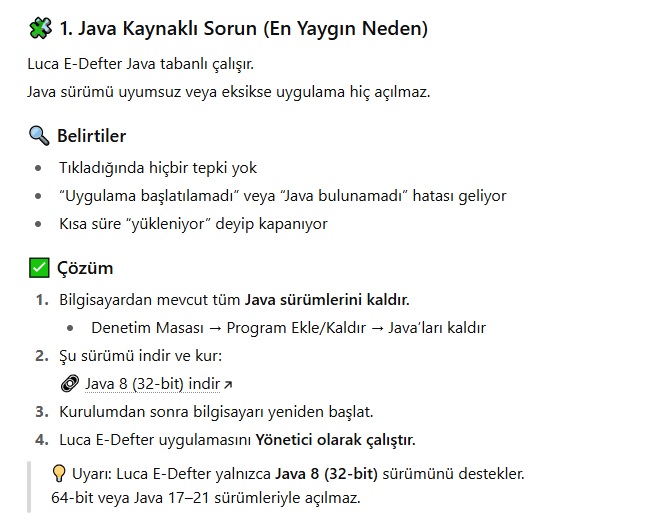 Luca E-Defter Uygulaması açılmıyor
