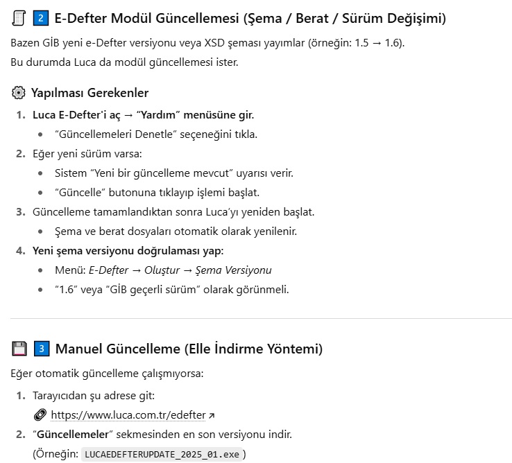 Luca e-Defter güncelleme NASIL YAPILIR