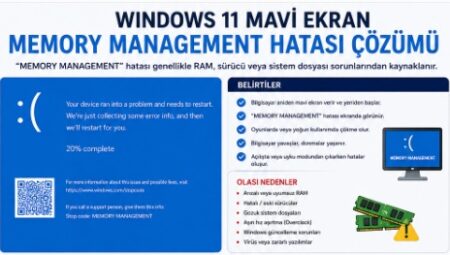 Windows 11 mavi ekran memory management hatası çözümü