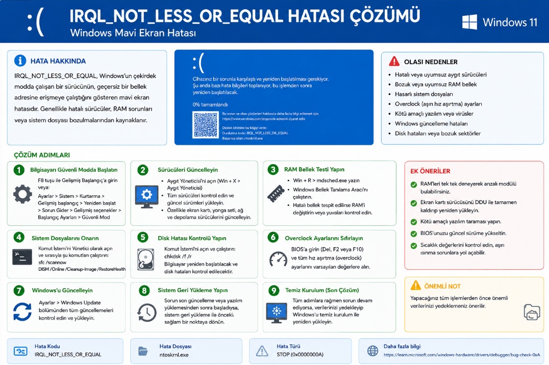 ırql not less or equal hatası çözümü windows 11