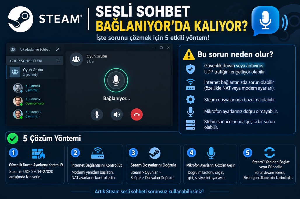 Steam Sesli sohbet bağlanıyor da kalıyor