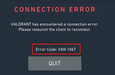 VALORANT VAN 1067 hatası nedir ve nasıl çözülür